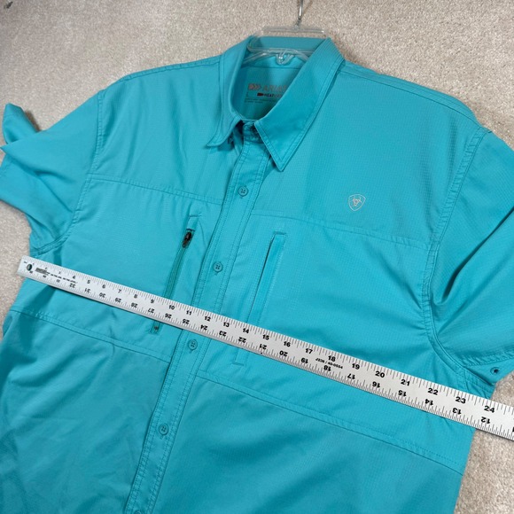 Ariat Tek Heat Series Mens Large Short Sleeve Vented Button Up Shirt Outdoor - Picture 9 of 9